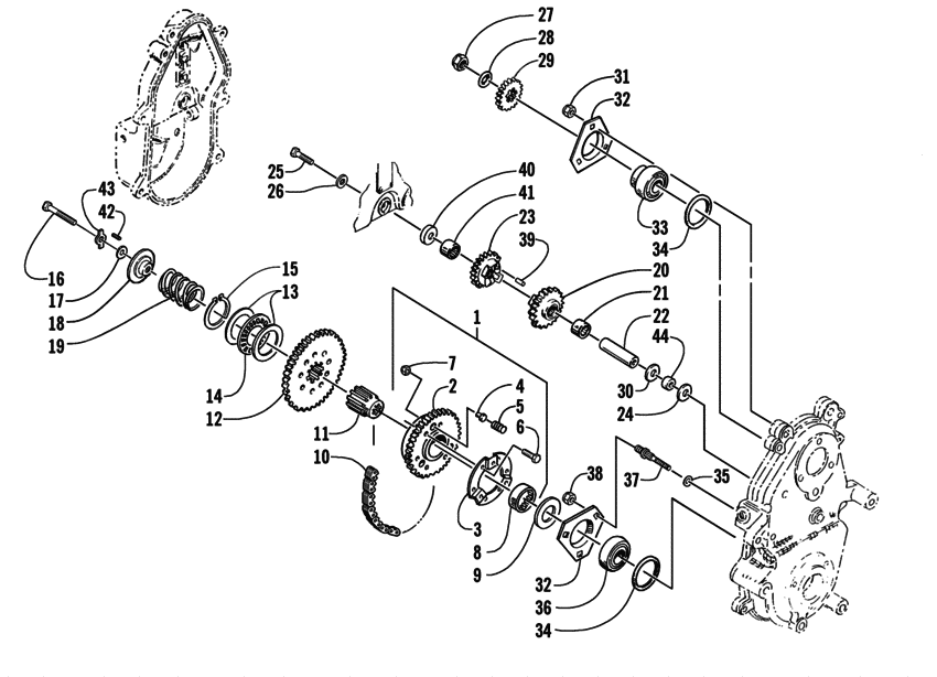 Drive/reverse dropcase assembly