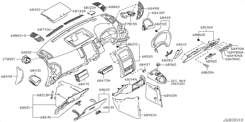 Instrument panel, pad & cluster lid