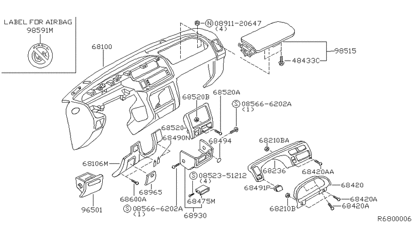Instrument panel, pad & cluster lid