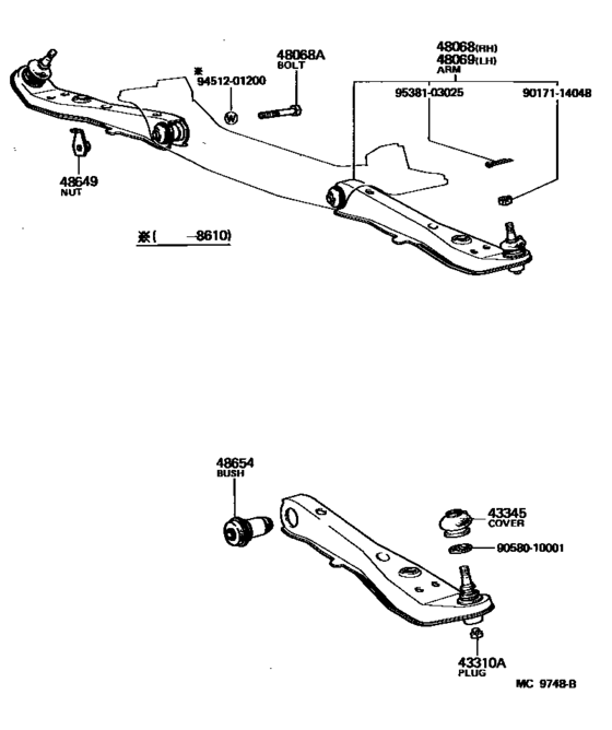 Front Axle Arm & Steering Knuckle for 1983 1987 Toyota COROLLA AE86