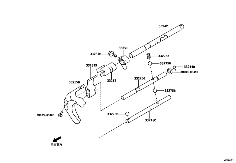 Gear Shift Fork & Lever Shaft (Mtm)