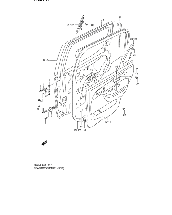 Rear door panel
