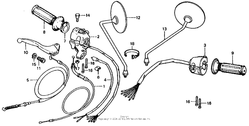 Handle lever + switch + cable k4-79