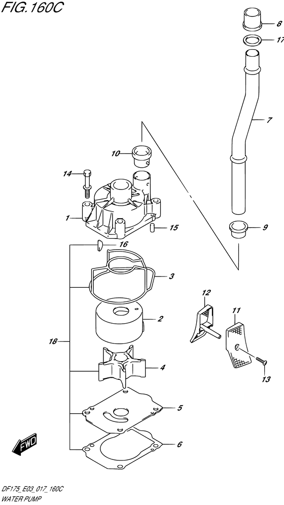 Water pump for 2017 Suzuki DF175 | U.S.A. (P03) sales region, Pearl ...