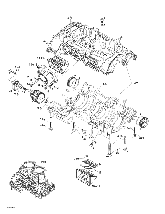 01- crankcase, rotary valve