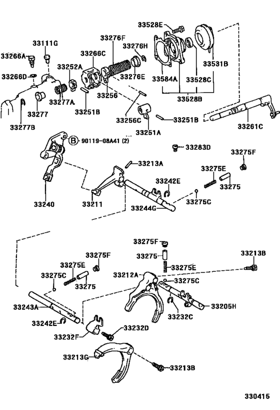 Gear Shift Fork & Lever Shaft (Mtm)