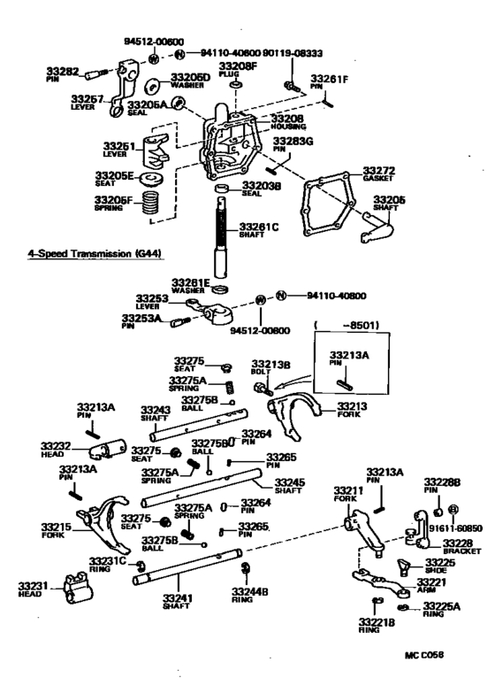 Gear Shift Fork & Lever Shaft (Mtm)