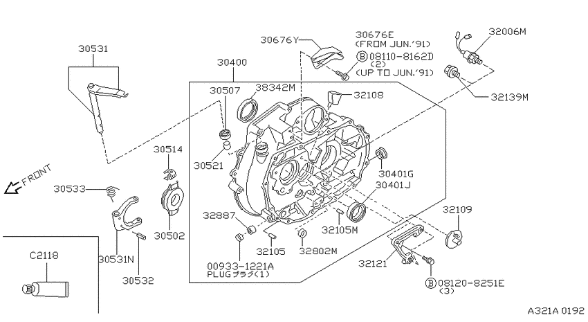 Transmission case & clutch release