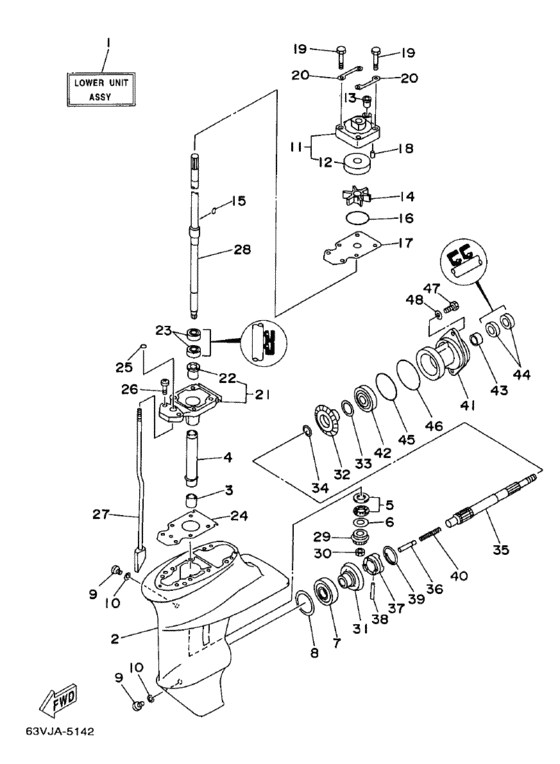 Lower casing drive