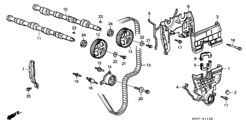 Camshaft/timing belt