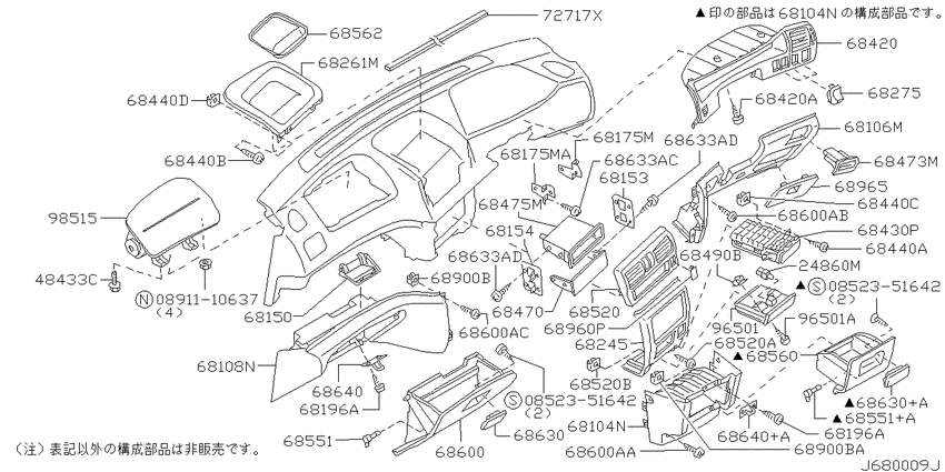 Instrument panel, pad & cluster lid