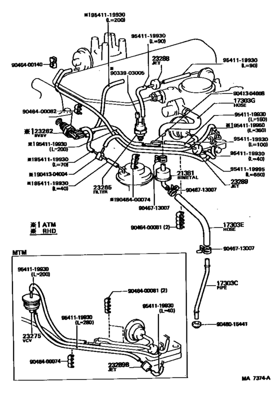 Vacuum Piping for 1982 - 1984 Toyota STARLET KP61 | General sales ...