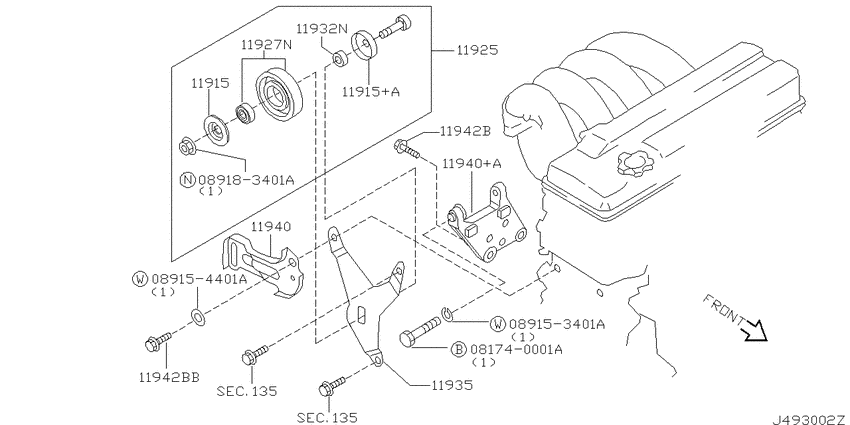 Power steering pump mounting