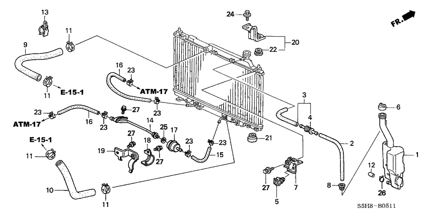 Radiator hose/reserve tan k