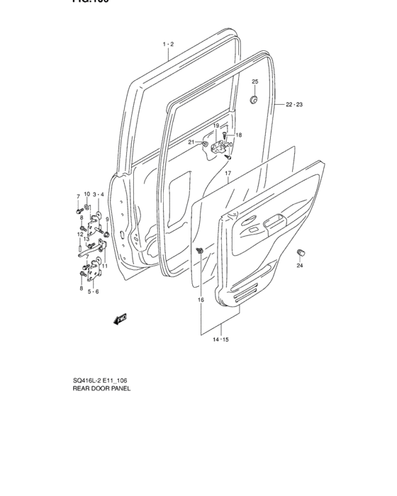 Rear door panel