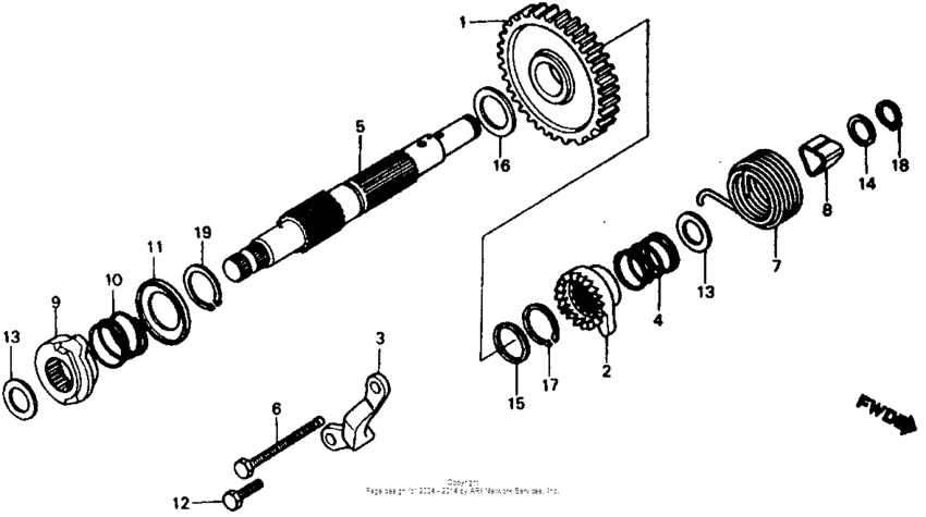 Kick starter spindle 81-82