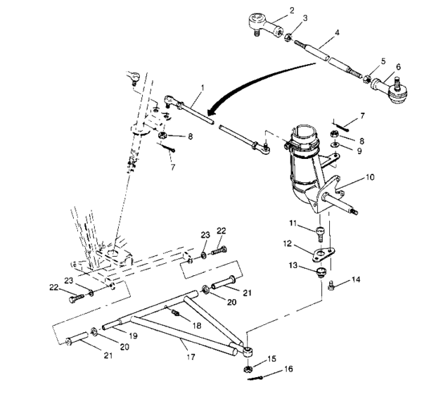 Steering/a-arm assembly