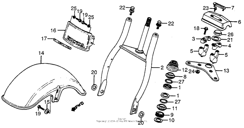 Front fender + front fork 83-85