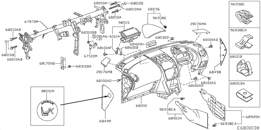 Instrument panel, pad & cluster lid