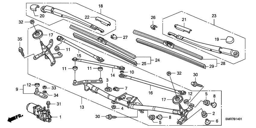Front windshield wiper
