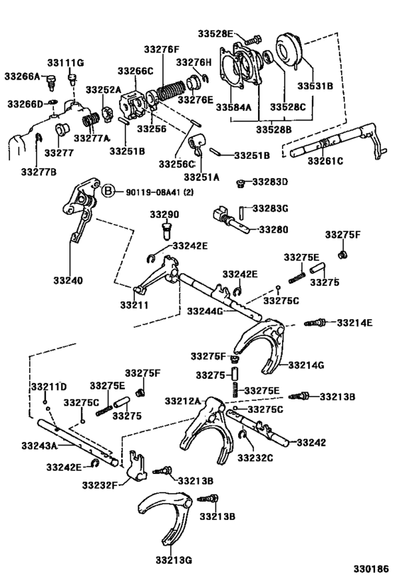Gear Shift Fork & Lever Shaft (Mtm)