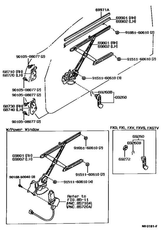 Front Door Window Regulator & Hinge
