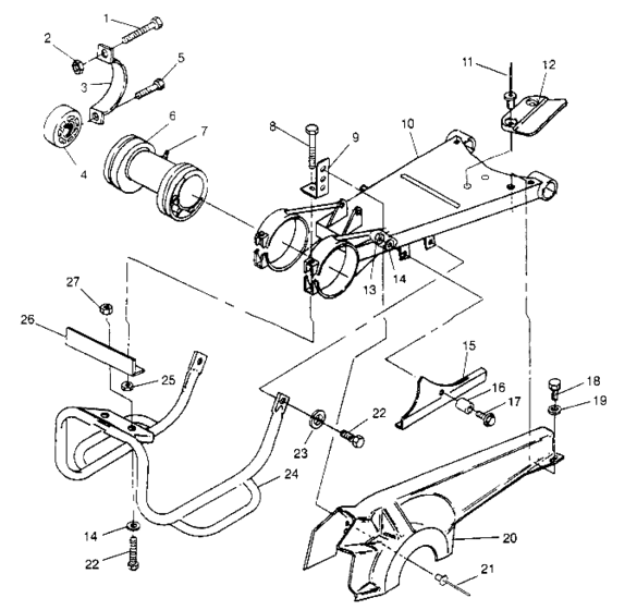 Swing arm/guard mounting