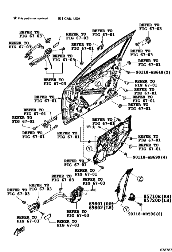 Front Door Window Regulator & Hinge