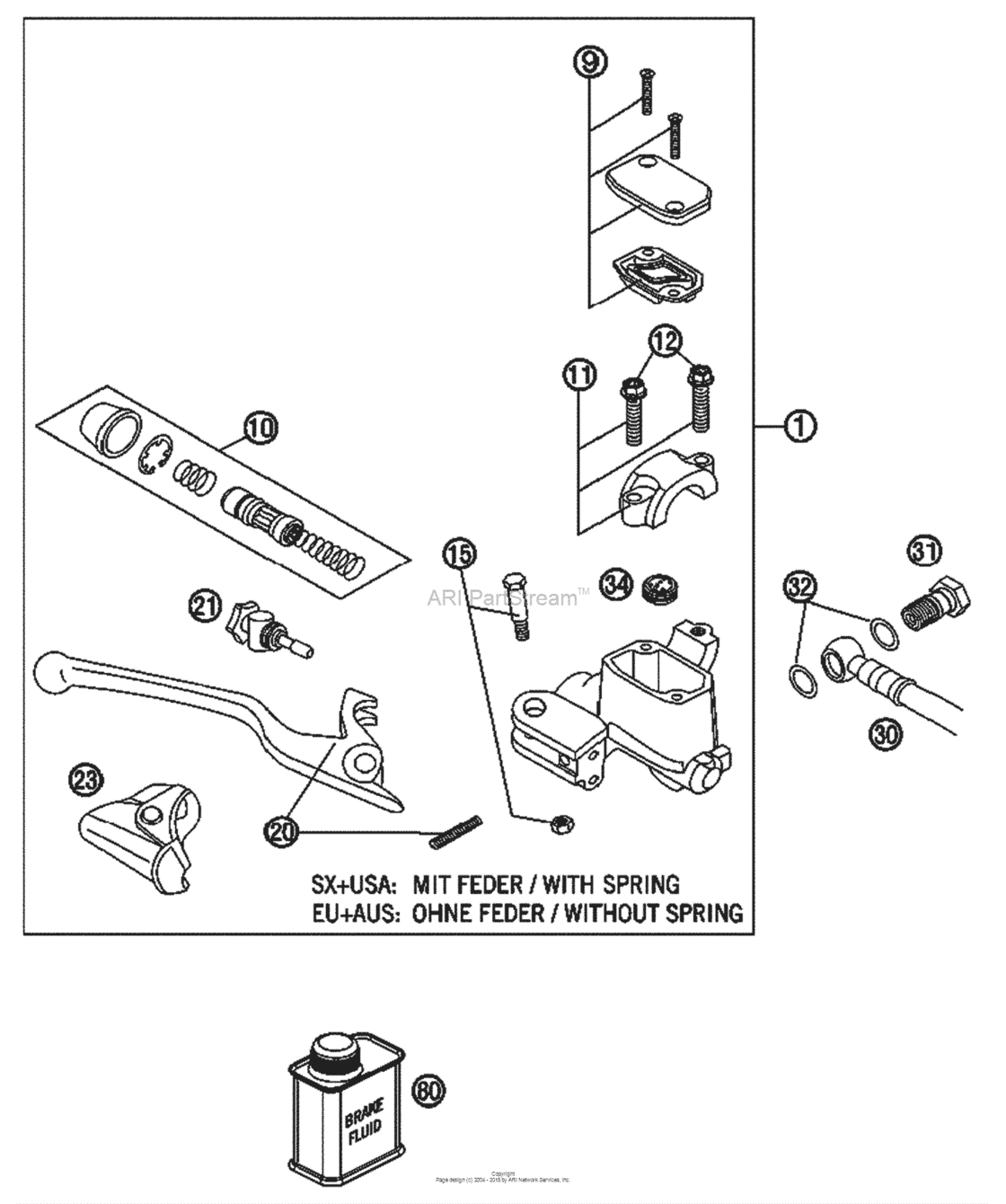 Hand Brake Cylinder for 2013 KTM HUSABERG US/EU sales region
