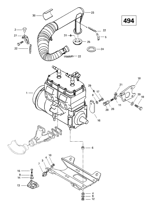 01- engine support and muffler