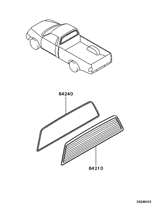 Rear window glass & moulding for 1996 2007 Mitsubishi L200/TRITON