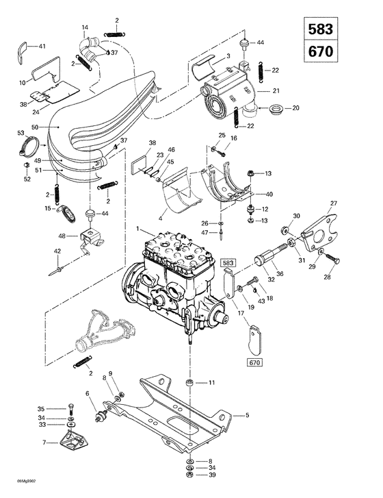 01- engine support and muffler