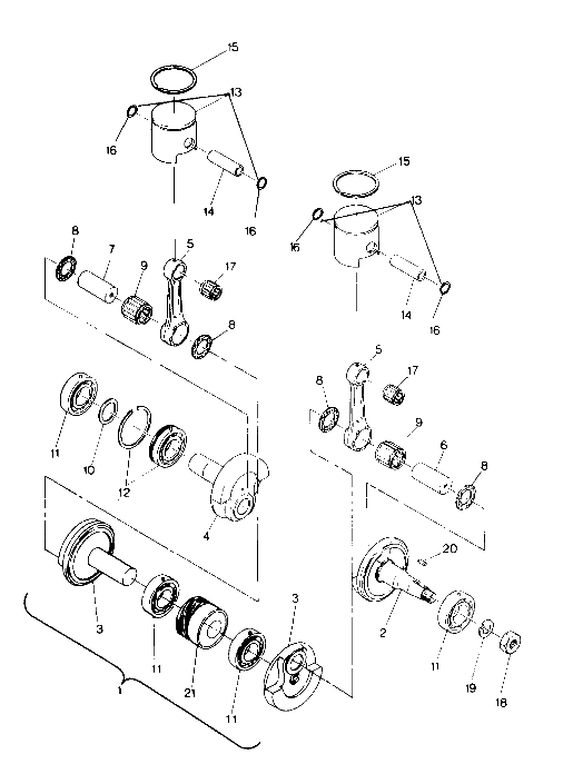 Piston and crankshaft