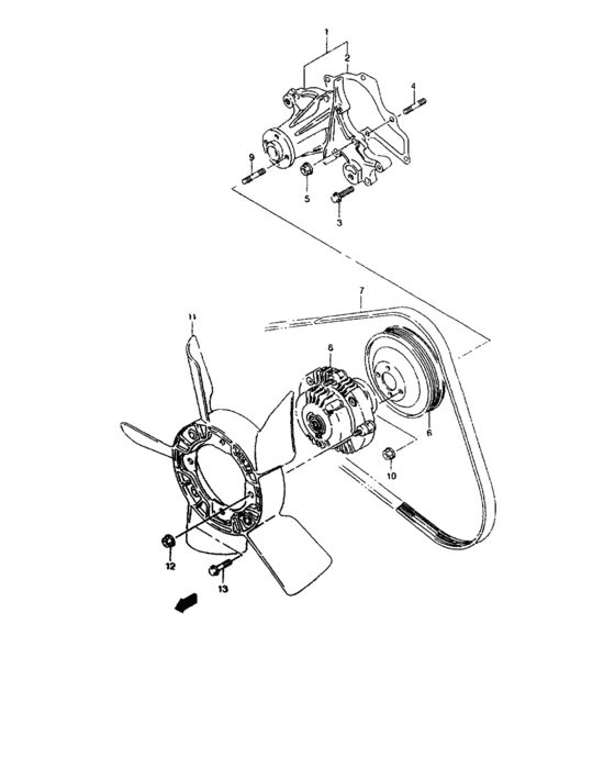 Water pump and cooling fan