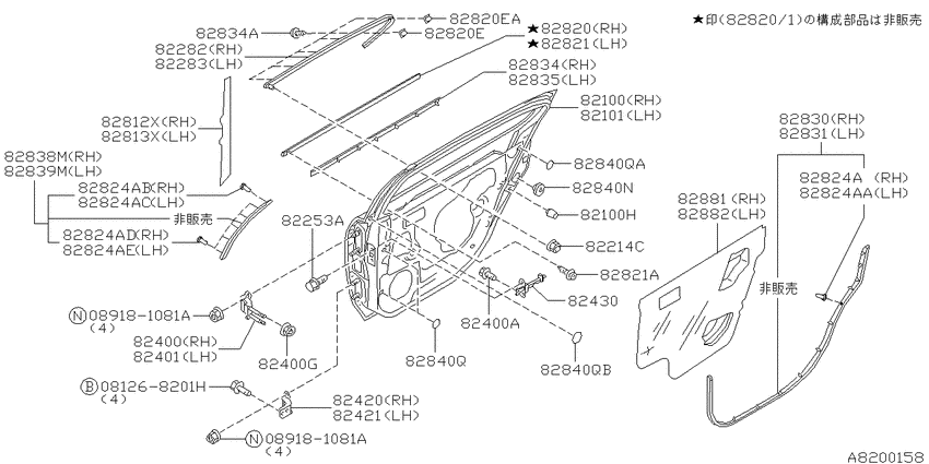 Rear door panel & fitting