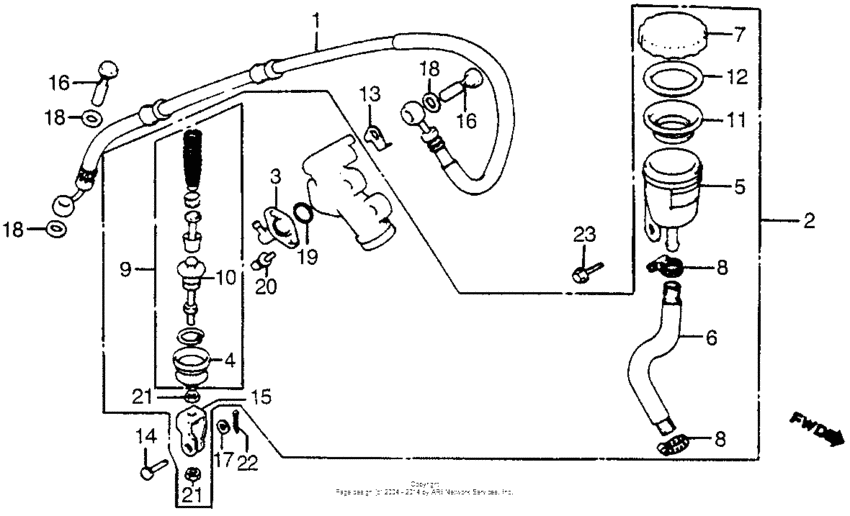 Rear brake master cylinder