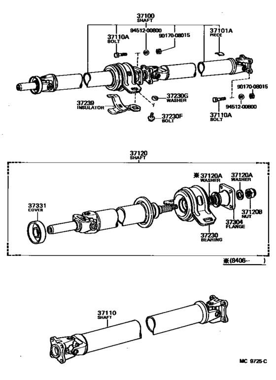 Propeller Shaft & Universal Joint for 1983 1987 Toyota SPRINTER