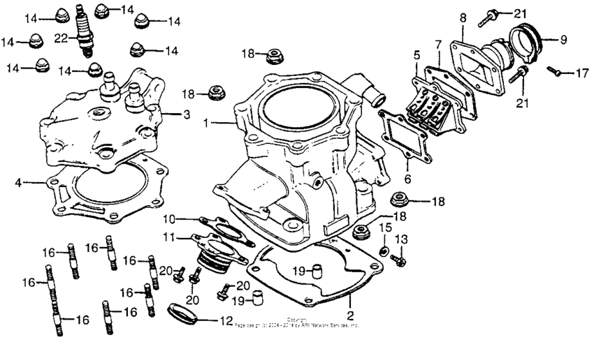 Cylinder head + cylinder + reed valve 83