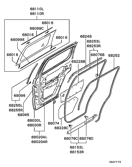 Rear door panel & glass