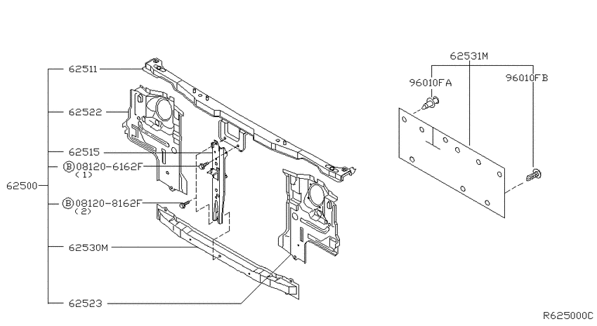 Front apron & radiator core support