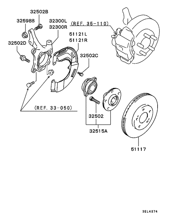 Front axle hub & drum