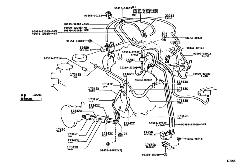 Vacuum Piping for 1989 - 1990 Toyota HILUX SURF/ 4RUNNER YN130 | Japan ...