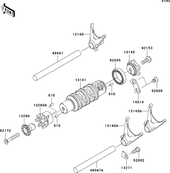 Gear change drum/shift fork(s)