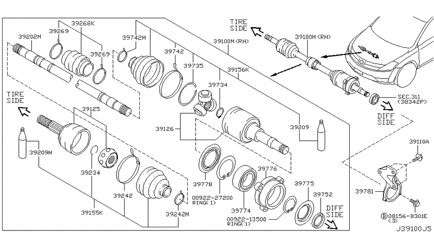 Front drive shaft (ff)