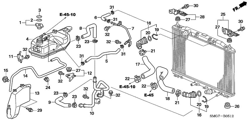 Radiator hose/reserve tan k
