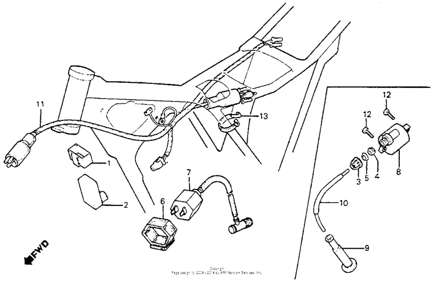 Wire harness + c.d.i. unit + ignition coil 83-84