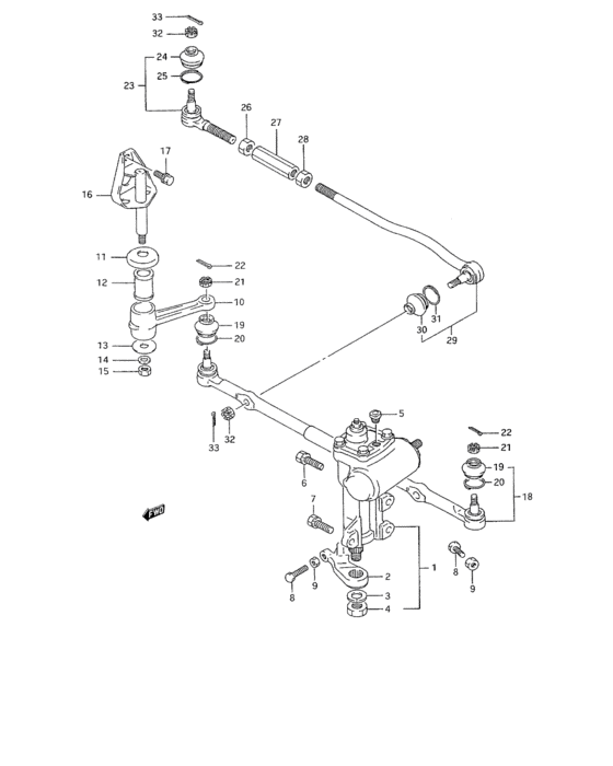 B steering link and gear box