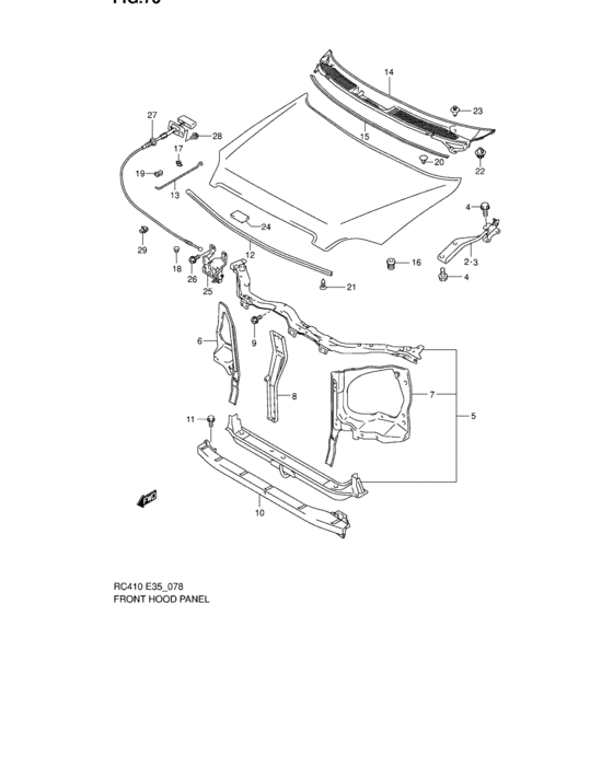 Front hood panel