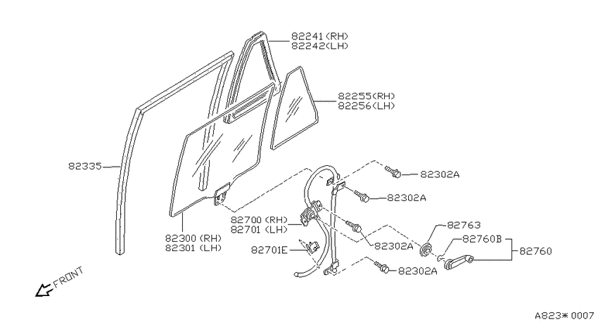 Rear door window & regulator