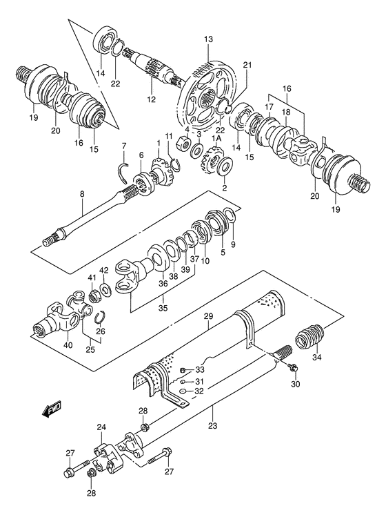 Secondary gear - propeller shaft